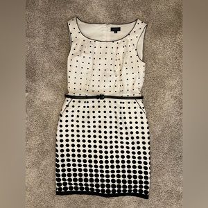 TAHARI POLKA DOT DRESS BELTED DRESS